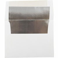 JAM Paper A2 Invitation Envelopes, 4.38 x 5.75, White with Silver Lining, 250 Pack (79415H)-White with silver foil lined envelope