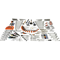 Dynamic Tools 283 Piece Intermediate Master Set-Contains: Sockets and accessories: 1/4", 3/8", & 1/2" Drive, Regular, 6 point, SAE & metric, Wrenches: SAE & metric combination and ratcheting wrenches, Hammers: mallet, claw, ball pein, club & soft face, Hex Keys: SAE & Metric, Pliers: linesman, diagonal cutting, long nose, bent nose, slip joint, locking, aviation snips, Punches & Chisels: cold chisels, centre punches, drift punches, pin punches, Screwdrivers: Slotted, Phillips®, Torx®, square recess, precisi