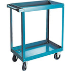 Kleton - Chariot à tablettes, 2 tablettes, roulettes bleues en caoutchouc élastique 5 po, 18 larg. x 30 prof. x 36 haut. (po)-Tablettes en acier de calibre 16 avec rebord de 2 1/2 po