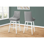Monarch Specialties 1243 Barstool - Grey Leather-Look/Swivel - 2 Pack-Padded backrests curve gently to offer support and are fully upholstered in a grey leather-look fabric with button tufting, while the upholstered seat cushions are smooth and extra thick for superior softness