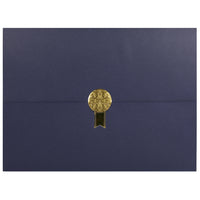 St. James Document/Certificate Holders - Gold Award Seal with Single Gold Ribbon - Navy Blue - 5 Pack-Add ceremony, elegance and sincerity to the act of giving recognition