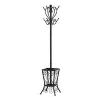 Monarch Specialties 2060 Coat Rack with Umbrella Holder - Black Metal-Coat Rack