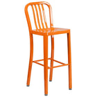 30'' Round Orange Metal Indoor-Outdoor Bar Table Set with 4 Vertical Slat Back Barstools [CH-51090BH-4-30VRT-OR-GG]-4