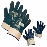 Forcefield Blue Nitrile Fully Coated Work Gloves - Cotton Supported - Safety Cuff - One Size - Pair-General purpose