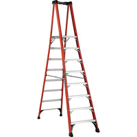 Louisville Ladder 11' Industrial Extra Heavy-Duty Fibreglass Pro Platform Stepladder FXP1800 Series, Stainless Steel (FXP1808HD)-Nominal Height: 11'