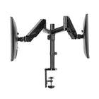 Uplite Dual Monitor Mount Arm Pole Height Adjustable Stand for Two Screens 17" - 32"-Desk Clamp - Mounts to the back of your desk via C-clamp (up to 3.15” thick) or optional grommet mount (up to 1.57” thick)