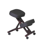 Nicer Furniture Kneeling Chair with Memory Foam - Mahogany Wooden Frame Black Fabric-Thickly padded fabric seat and knee rests designed for comfort