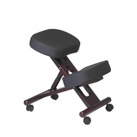 Nicer Furniture Kneeling Chair with Memory Foam - Mahogany Wooden Frame Black Fabric-Thickly padded fabric seat and knee rests designed for comfort