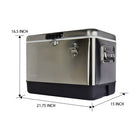 Koolatron Stainless Steel Ice Chest Cooler with Bottle Opener - 51 L-Leak-resistant channel drain for no-tilt draining