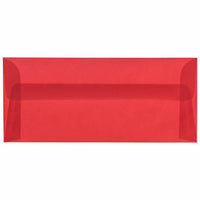 JAM Paper #10 Enveloppes en vélin translucide pour entreprises - 4,125" x 9,5" - Rouge primaire - Paquet de 50-Couleur : Enveloppes translucides rouges primaires
