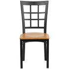 Flash Furniture HERCULES Series Black Window Back Metal Restaurant Chair - Natural Wood Seat - 2 Pack-Set of 2 Metal Dining Chairs