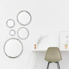 Truu Design Decorative Mirror, Set of 5, 14 inches, Silver-Mount in a group or spread them around