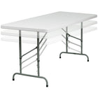 Flash Furniture 30"W x 72"L Height Adjustable Granite Plastic Folding Table - White-6' Folding Table