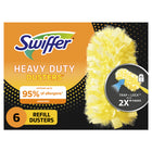 Swiffer Duster Heavy Duty Refills, 6 Pack-Swiffer Heavy Duty Dusters TRAP + LOCK up to 3x more* dust & allergens.** *vs. feather duster, **common inanimate allergens from cat and dog dander & dust mite matter