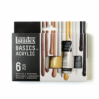 Liquitex Basics Acrylic Paint Tube Set - 6 x 22ml - Metallic & Iridescent-Acrylic