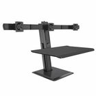 Rocelco Triple Monitor Height-Adjustable Workstation With USB Charge Port - Black-Built from lightweight aluminum