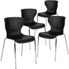 Flash Furniture Lowell Contemporary Design Black Plastic Stack Chair-Stack Quantity: 5