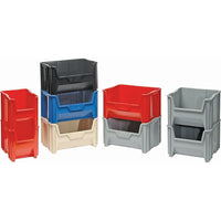 Quantum Storage Systems Giant Stacking Containers, 19.875" W x 15.25" D x 12.4375" H, Red - 3 Pack-Capacity: 100 lbs.