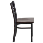 Flash Furniture HERCULES Series Black "X" Back Metal Restaurant Chair - Walnut Wood Seat-"X" Back Design