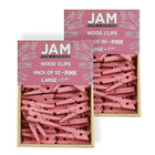 JAM Paper Wood Clothing Pin Clips, Medium, 1 1/8, Pink, 2 Packs of 50, 100 Total (230726778a)-Pink-coated Wood
