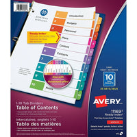 Avery Ready Index Table of Contents Tab Dividers - 10 Tabs - 25 Pack-Easy to customize with free templates and designs using Design & Print Online Software