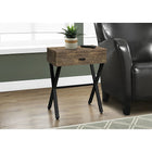 Monarch Specialties 3450 Accent Table - 24"H/Brown Reclaimed Wood/Black Metal-Elevate the mid-century tone of your living room, family room, office space, bedroom or den with this wood-look end table