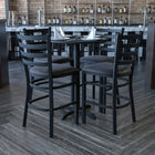 Flash Furniture 30" Round Black Laminate Table Set with X-Base & 4 Ladder Back Metal Barstools - Black Vinyl Seat-Round Table