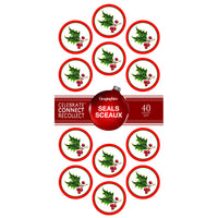 Geographics Holly & Ivy BL Seals - 1.25" - 40 Pack-Christmas Seals for arts & crafts, correspondence, cards and more