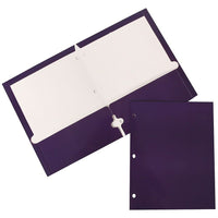 JAM Paper Glossy 2 Pocket 3 Hole Punched Folders, Purple, 12 Pack (385GHPpuag)-Dimension: 11-1/2"h x 9.2"w x 1/5"d