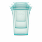 Zip Top Reusable Platinum Silicone Containers - 3 Cup Set - Teal-Freezer Safe