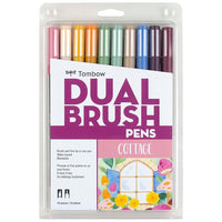 Tombow Dual Brush Pens - Cottage Palette - 10 Pack-High-quality, Resilient Flexible Brush Tip & Firm Fine Tip Marking pen.
