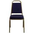 Flash Furniture HERCULES Series Trapezoidal Back Stacking Banquet Chairs with Navy Patterned Fabric & Gold Frame - 4 Pack-500 lb. Weight Capacity