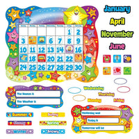 TREND enterprises, Inc. Star Calendar Bulletin Board Set-Cheerful set includes months, multicultural holidays, weather and season labels, and more.