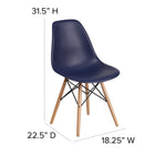 Flash Furniture Elon Series Navy Plastic Chair with Wooden Legs-Designed for Commercial Use