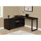 Monarch Specialties 7710 72" Computer Desk - Espresso/Black Executive Corner-Open and closed storage options include 2 open shelves with 1 shelf panel and 2 large storage drawers