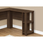 Monarch Specialties 7721 Computer Desk - Dark Walnut L-Shaped Corner/2 Shelves-Desktop is divided into 2 equal segments both 47 " in length