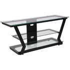 Flash Furniture Harbor Hills Glass TV Stand with Black Metal Frame (NAN-JH-1760-GG)-Clear Tempered Glass Surface