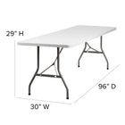 Flash Furniture 30"W x 96"L Granite White Plastic Folding Table-Grey Powder Coated Locking Legs