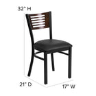 Flash Furniture HERCULES Series Black Slat Back Metal Restaurant Chair - Walnut Wood Back, Black Vinyl Seat-Curved Support Bar