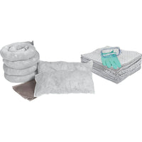 Zenith Safety 20-Gallon Spill Kits, Oil Only, Without Container-Contents: 50 Sorbent Pads (15" x 17"), 4 Sorbent Socks (3" x 48"), 2 Sorbent Pillows (8" x 18"), 1 Pair Nitrile Gloves, 2XL (11), 1 Pair Safety Goggles (One Size), 1 Disposal Bag (26 "x 36")