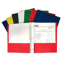 C-Line Recycled Paper Portfolio With Prongs, 2 Pocket, Assorted, 48 Pack (CLI05320)-2 Pockets with Prongs