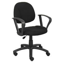 Nicer Furniture Fabric Deluxe Posture Task Chair - Loop Arms-Contoured task chair with lumbar support and waterfall-contour seat that relieves stress to legs