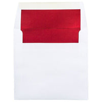 JAM Paper 6 x 6 Square Foil Lined Envelopes, White with Red Lining, 100 Pack (3244690g)-White with red foil