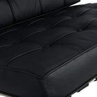 Nicer Furniture Genuine Leather Pavilion Chair - Black-Heavy cowhide straps fasten the cushions to the frame