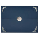 St. James Elite Medallion Fold Certificate Holders, Linen, Navy Blue with Silver Medallion, 5 Pack-Luxurious embossed silver medallion closure