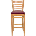 Flash Furniture HERCULES Ladder Back Walnut Wood Restaurant Barstool - Burgundy Vinyl Seat - 2 Pack-Set of 2 Wood Dining Bar Stools