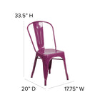 Flash Furniture Commercial Grade Purple Metal Indoor-Outdoor Stackable Chair-Floor Protector Rubber Glides