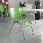 Flash Furniture HERCULES Series Green Plastic Stack Chair with Titanium Grey Powder Coated Frame-Titanium Grey Powder Coated Frame Finish with Plastic Glides