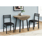 Monarch Specialties 1003 3-Piece Dining Set - Dark Taupe Top/Black Metal-3-piece dining table set includes a round table with hinged drop leaves and 2 chairs with padded, upholstered seats in a black leather-look fabric