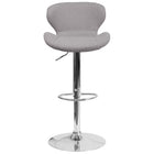 Flash Furniture Contemporary Grey Fabric Adjustable Height Barstool with Curved Back & Chrome Base - Grey Fabric-Contemporary Style Stool